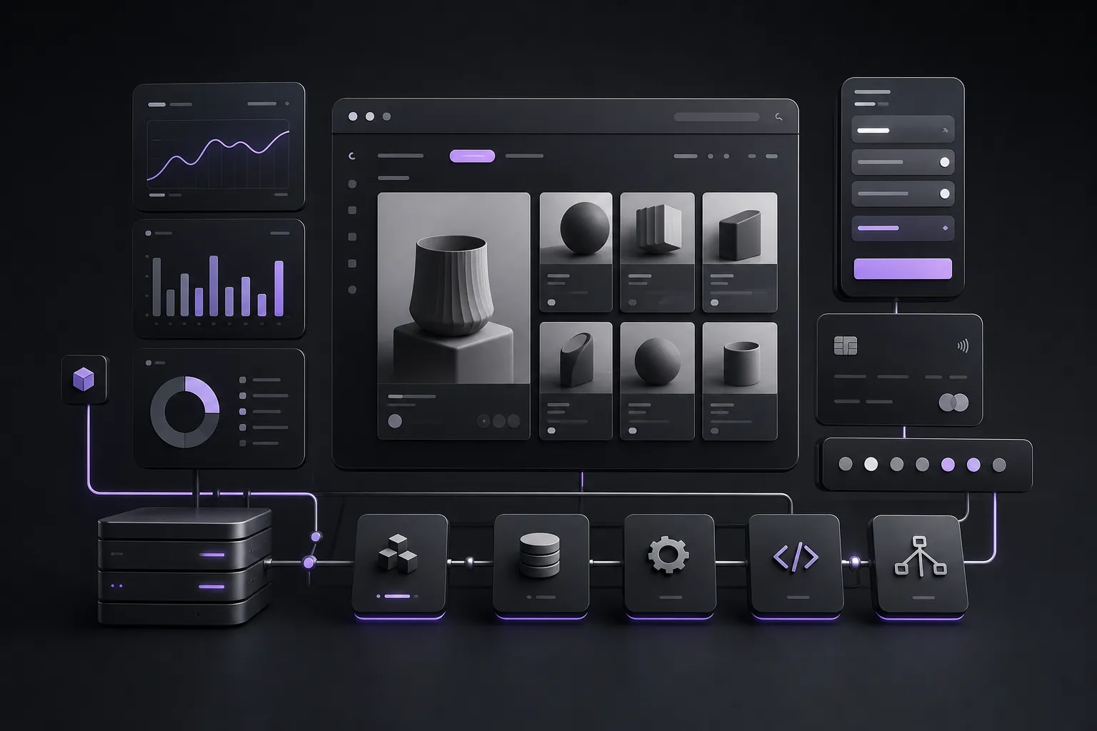 Commerce platform connected to analytics, payments and infrastructure modules